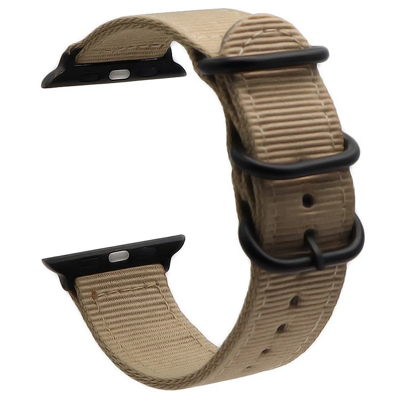 Лидер продаж нейлоновый ремешок для часов для Apple Watch 3/2/1 серии спортивный кожаный браслет, 42 мм, 38 мм, ремешок для наручных часов iwatch - Цвет ремешка: Khaki BK