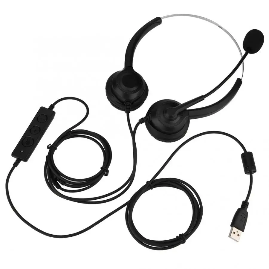 Call Center USB Headset Noise Cancelling Headband Headphone Mic for PC Tablet