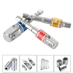 Adaptateur de douille de forage, Chrome Vanadium acier tige hexagonale 1/4 "3/8" 1/2 "mèches multifonctions, Extension de douille carrée 3 pièces 
