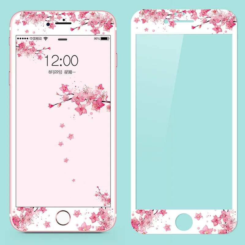 Симпатичные мультфильм закаленное стекло телефонные чехлы для iPhone 6 6s 7 8 Plus цветок птица шаблон царапинам экран протектор стекло чехол