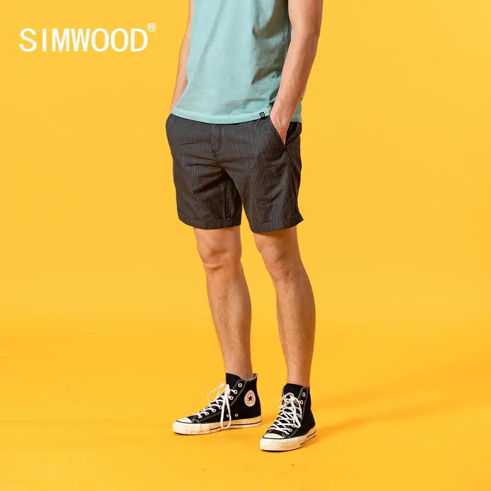 SIMWOOD 2020 summer vintage vertical striped shorts men garment dyed casual loose shorts brand clothing SJ170044 SIMWOOD 2020 summer vintage vertical striped shorts men garment dyed casual loose shorts brand clothing SJ170044