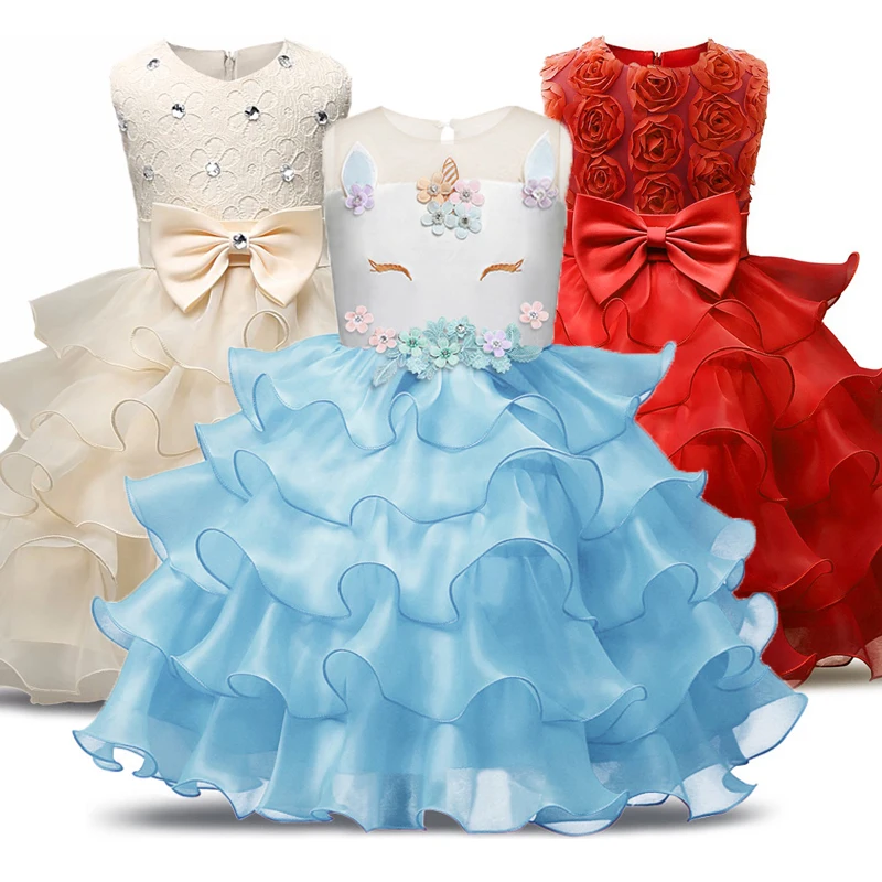 

Layered Sleeveless Flower Girl Dress Tutu Wedding Party Ceremony Gown Summer Kids Dresses For Girls Children Clothes Clothing