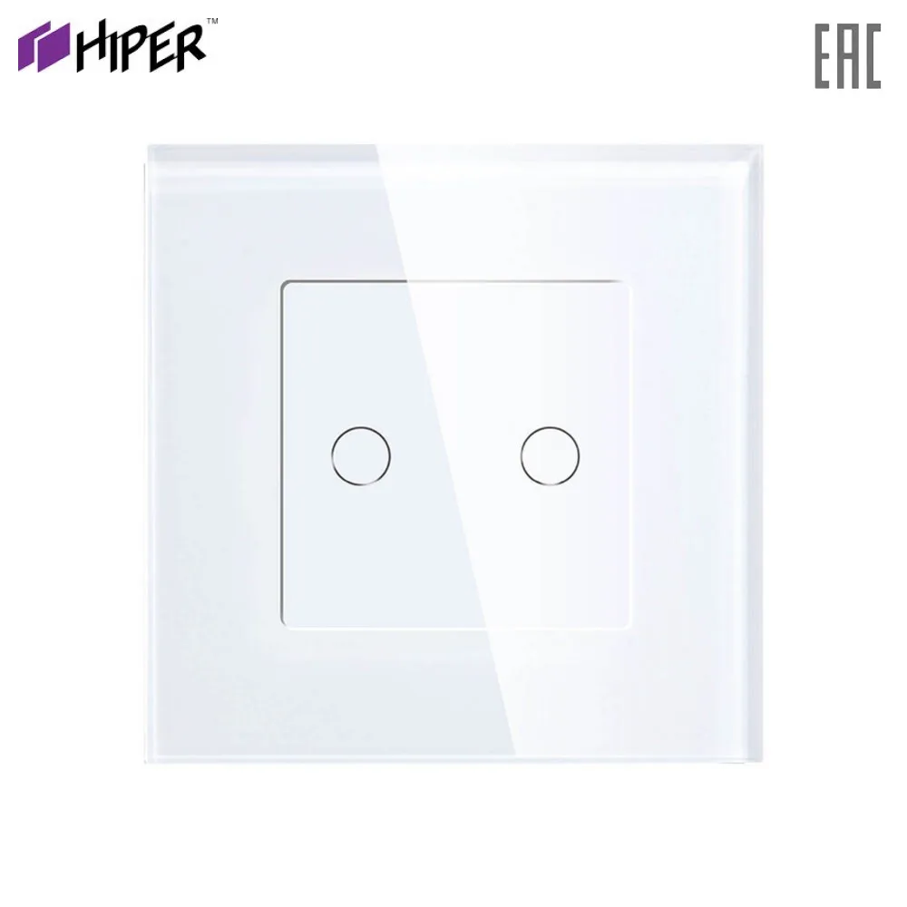 Умный встраиваемый Wi Fi сенсорный выключатель HIPER IoT Switch T02G 2 линии