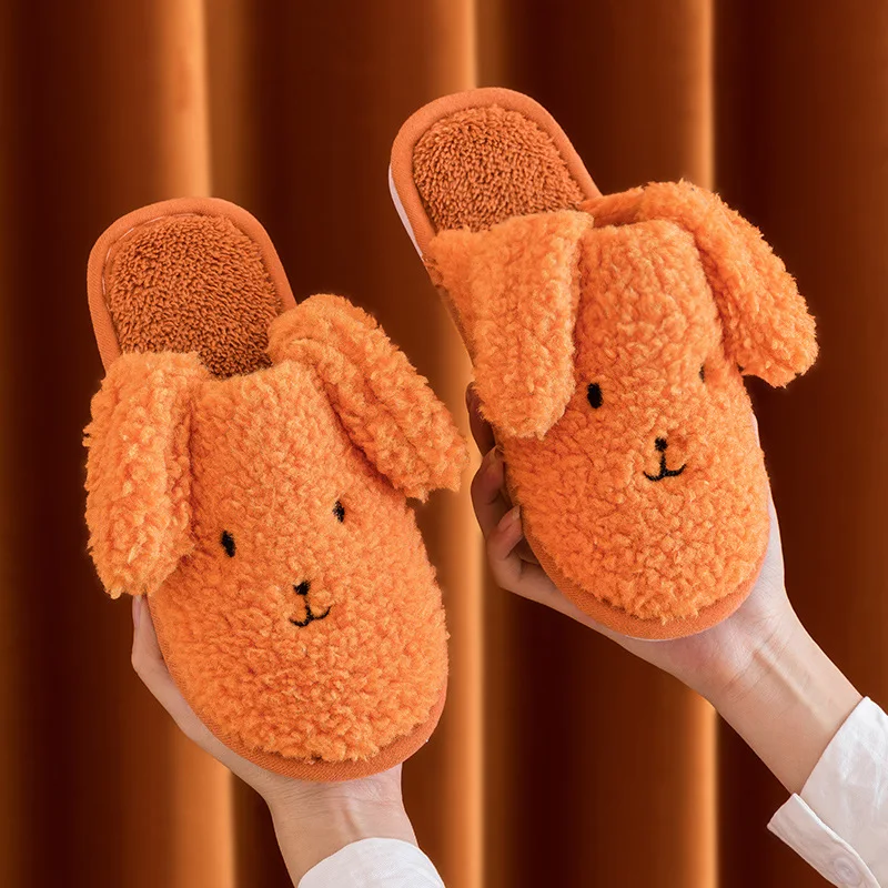 

Women Teddy Dog Slippers Winter Warm Cartoon Soft Shoes Men Couples Plush Home Non-slip Furry Slippers Indoor Cotton Slippers