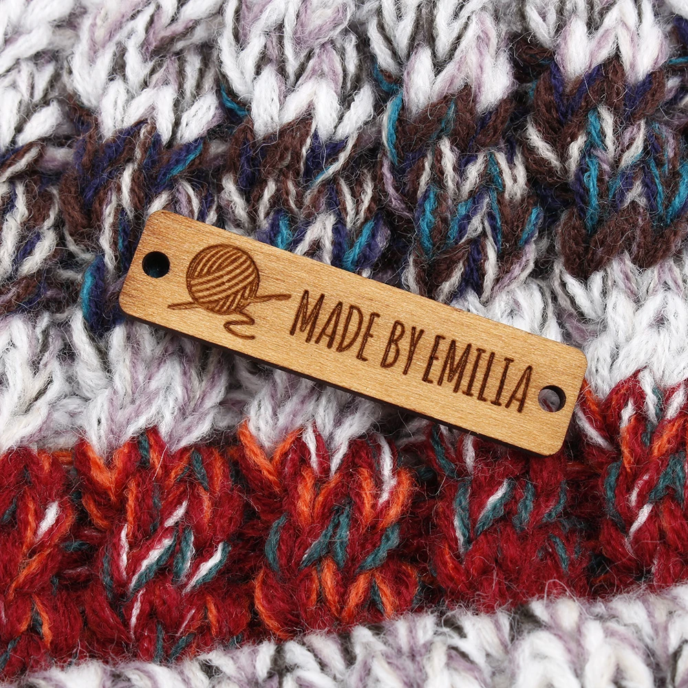 

Wooden labels, custom text, knit Tags, personalized labels, custom engraving labels, Personalized Brand (WD3126)