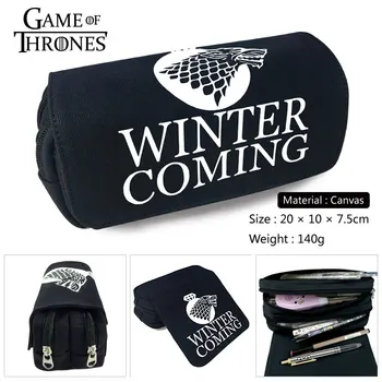 

GOT Game of Thrones Cosplay Pen Bags Double Zipper School Pencil Case Box Cosmetic Makeup Bag Storage Bag Gift