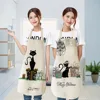 1 Pcs Cute Cat Pattern Kitchen Apron for Women Cotton Linen Bibs Household Cleaning Pinafore Home Cooking Aprons ► Photo 3/6