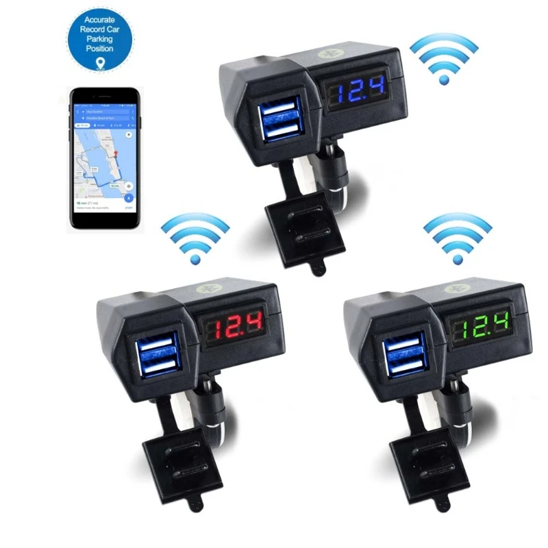  Wasserdicht 12V Motorrad Dual Port USB Ladegerät LED Voltmeter Mit GPS Positionierung