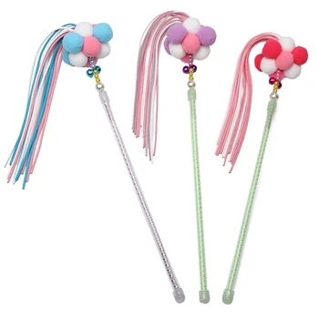 

Cat Toys Interactive Cat Wands Teaser 3 PCS Kitten Toys Cat Stick with Balls,Bells and Tassel for Fun Exercise Playing