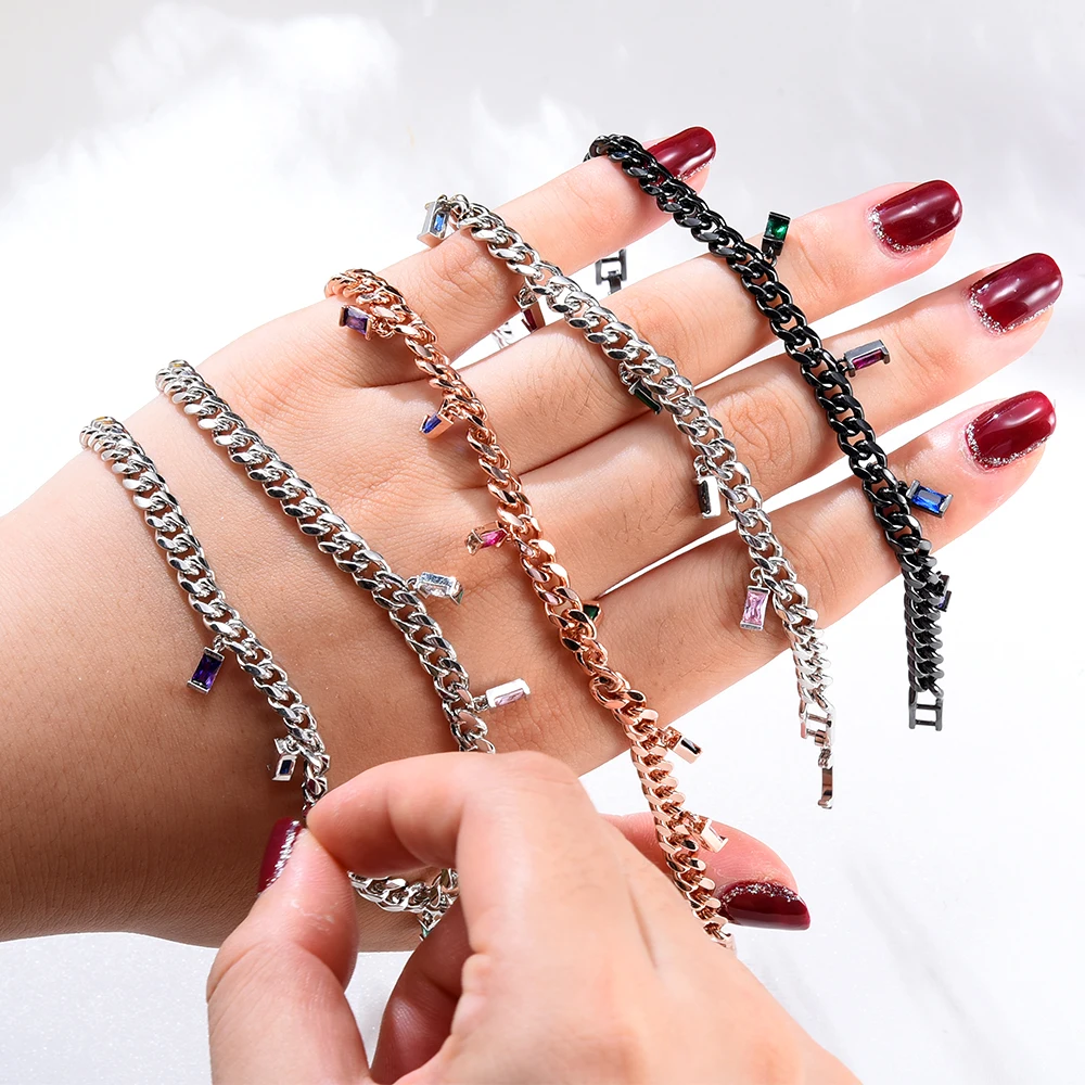 Siscathy 2022 New Fashion Metal Chains Cuff Bracelet Black Silver Color Bangle Fine Jewelry For Women Accessories On Hand Gifts