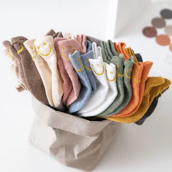 

Women Socks 10 Pair Short Cotton Summer Kawaii Embroidered Ankle Sock Woman Cute Harajuku Solid Color Happy Designer Socks
