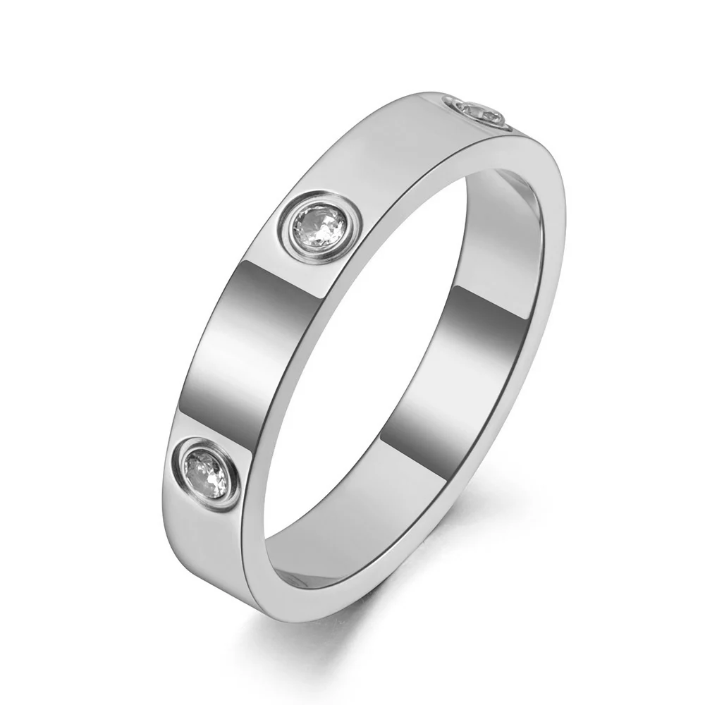 Rose Gold Titanium Ring For Women With Cubic Zirconia Stones_voghion.com