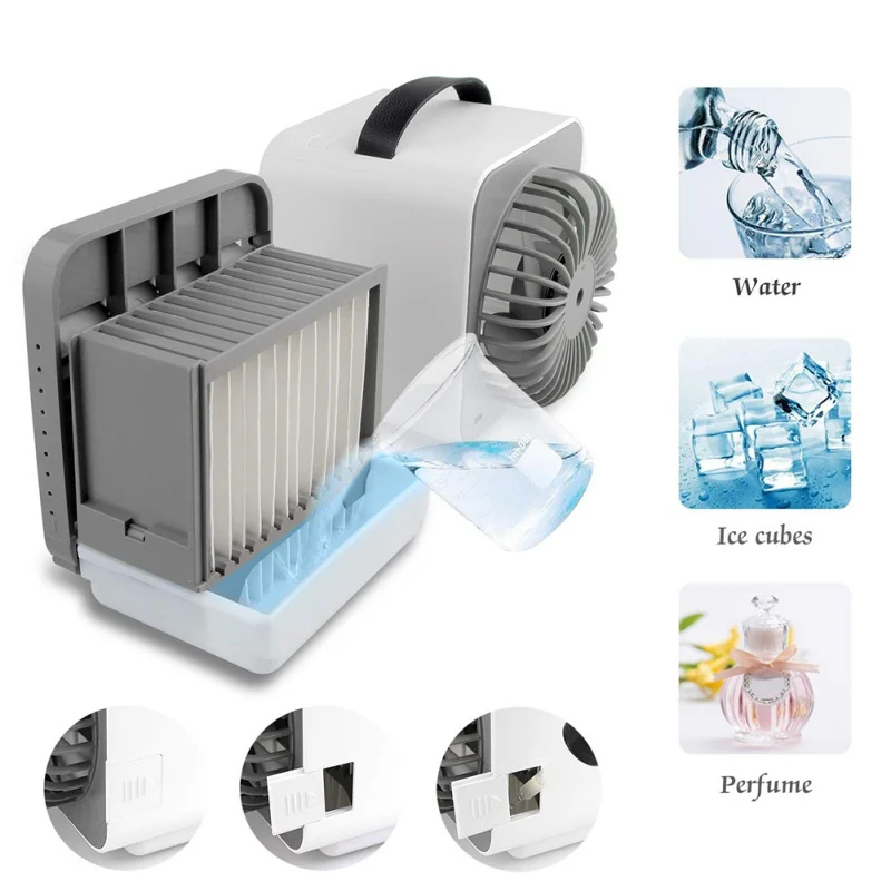 USB Air Conditioner Conditioning Humidifier Purifier With Night Light Desktop Air Cooler Fan For Home Office Kitchen