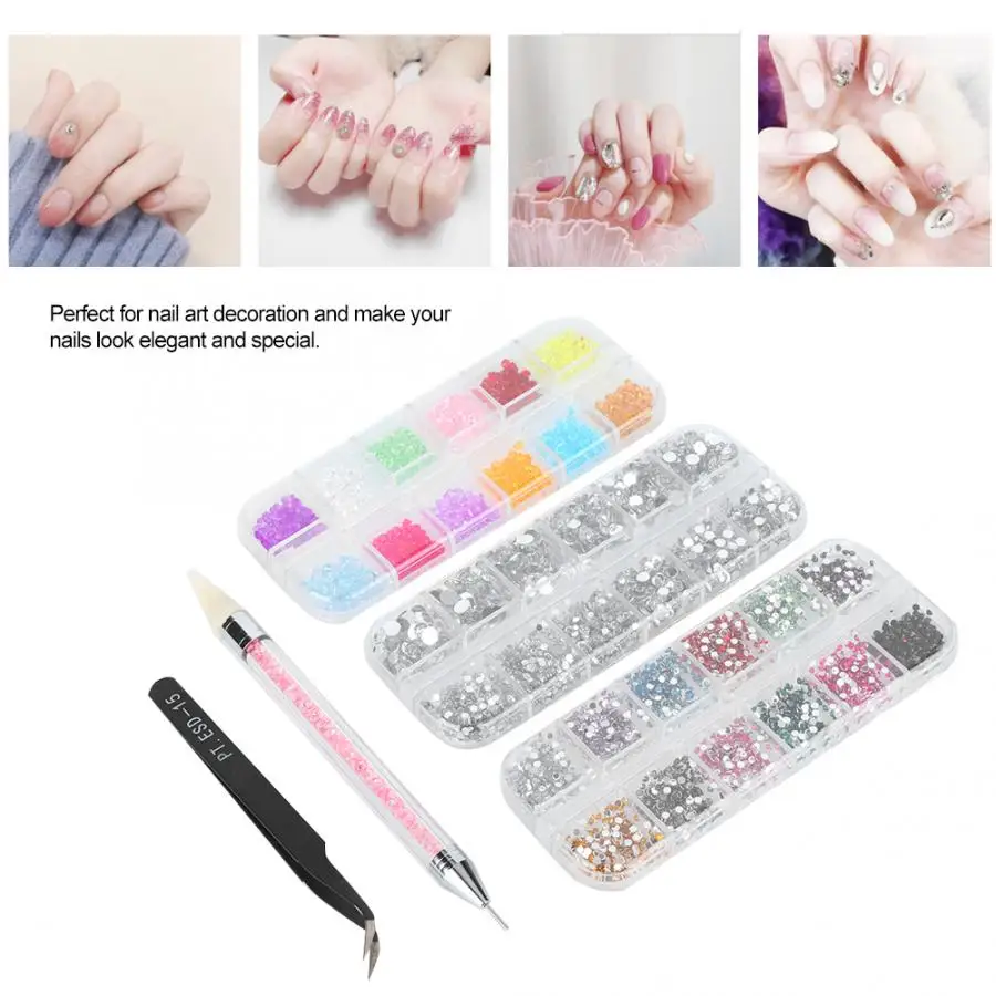 Nail Art DIY Маникюрный Инструмент плоская остроконечная основа мини-бисер набор украшений для дизайна ногтей