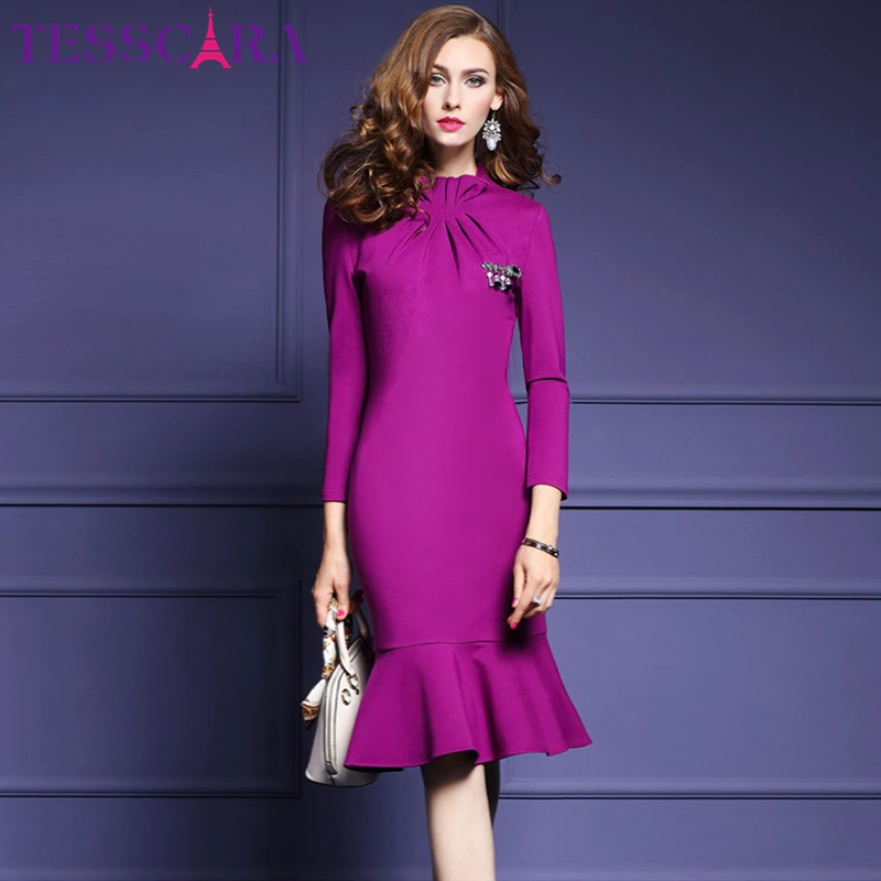 Женское платье Русалочка TESSCARA офисное в стиле ретро на осень|dresses retro|office dressrobe femme