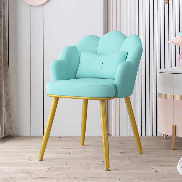 Light Luxury Dinning Chair Bedroom Backrest Fabric Living Room Makeup Chair Golden Foot Bedroom Chairs For Home Decoration As Picture