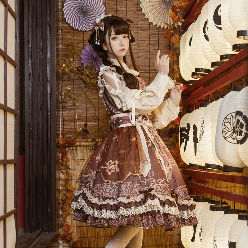Japanese Retro Palace Lolita Jsk Strap Dress Luxury Princess Dress Cost sweet Loli Tea Party Lace Vestidos