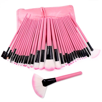 

32pcs Makeup Brush Set with Brush Bag Wooden Handle Foundation Concealer Eyeshadow Bronzer Sculpting Eyelashes Make Up Brushes