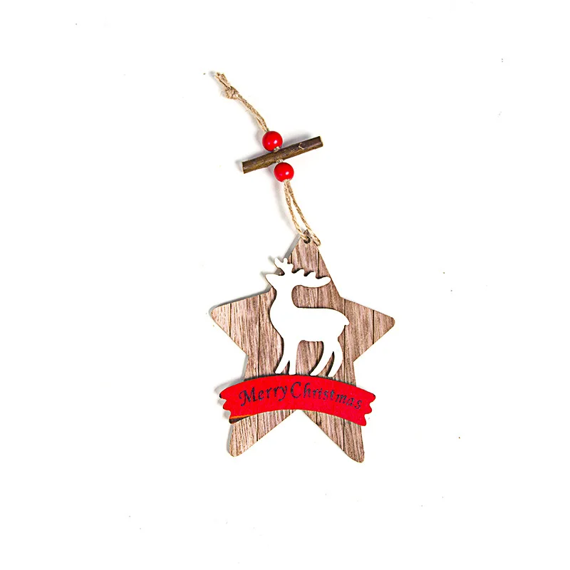 Welcome Merry Christmas Decorations Wood Hang Pendant Elk Angel Bell Xmas Christmas Tree Decoration Ornament Navidad - Цвет: 5