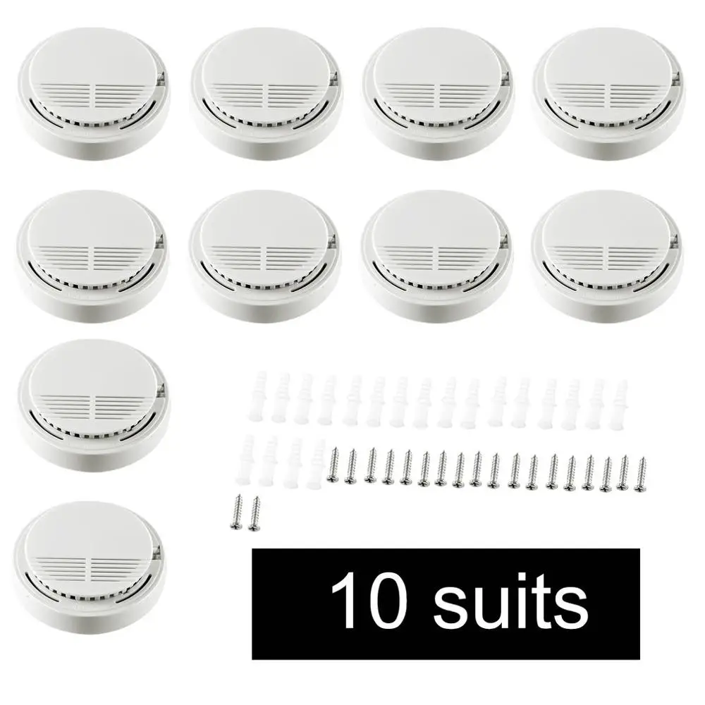 

2/5/10pcs Fire Smoke Sensor Alarm Sensitive Photoelectric Independent Fire Smoke Detector for home security alarm system