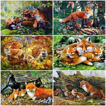 

MomoArt Full Square Diamond Painting Fox Cross Stitch 5D DIY Diamond Embroidery Animal Mosaic Art Home Decor Gift