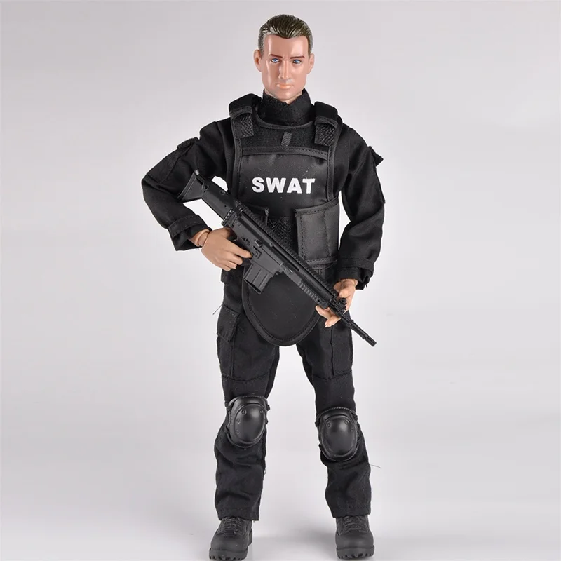 

1/6 Black SWAT Shooter Ranger Policemen Soldier Doll 12'' Military Action Figure for Kids Gift