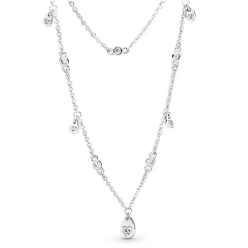 

New 925 Sterling Silver Necklace Chandelier Droplets Necklace For Women Wedding Gift Bead Charm Diy Fine Jewelry