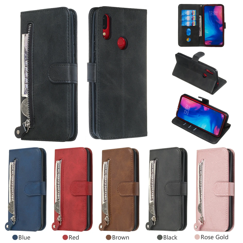 Для Xiaomi Redmi Note 7 Red mi 7 чехол кожаный бумажник Защитный чехол с застежкой-молнией и слотами для карт Оболочка Красный mi K20 K20 Pro mi 9T