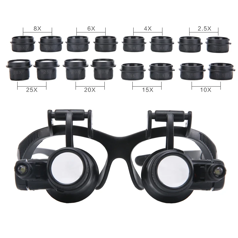 LXD Headhand Magnifier Glasses 4 Pairs of Optical Hd Lenses 10X 15X 20X 25X Repair Motherboard Clock Magnifying Glasses,with 2 Led Lights Identification Coin Calligraphy Stamp Tool LXD Headhand Magnifier Glasses 4 Pairs of Optical Hd Lenses 10X 15X 20X 25X Repair Motherboard Clock Magnifying Glasses,with 2 Led Lights Identification Coin Calligraphy Stamp Tool