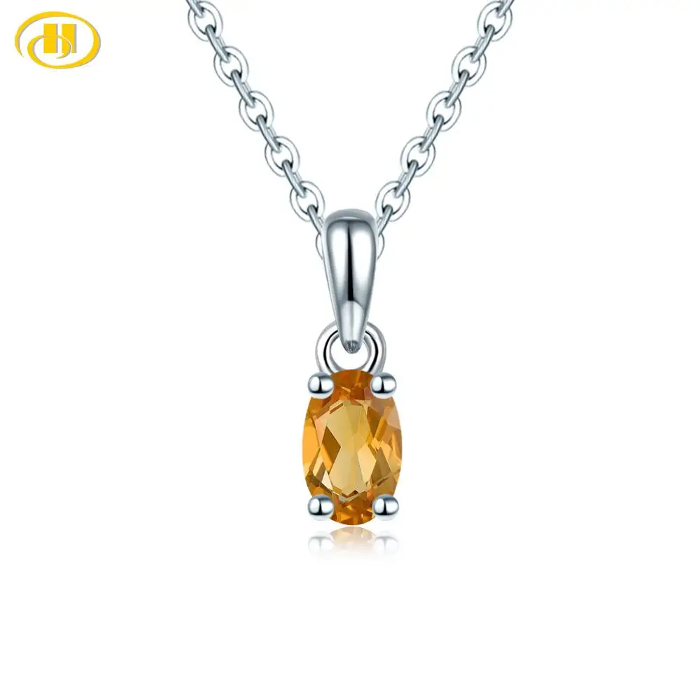 Женская Серебряная цепочка Hutang Citrine овальная из стерлингового серебра 925 пробы с