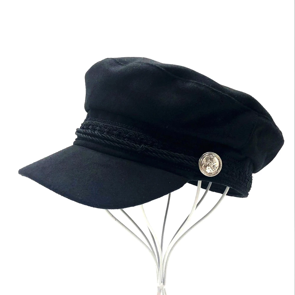 Шерстяной женский берет осень зима восьмиугольная кепка шляпы Стильный художник кепка газетчика черный серый шапки-береты