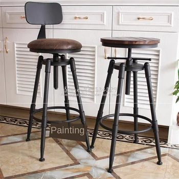

21%Bar stool bar swivel chair high stool wrought iron back home bar stool modern minimalist