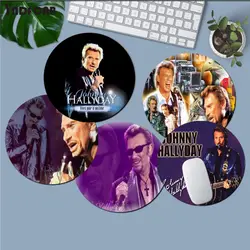 Tapis de souris rond de jeu Johnny Hallyday Rock Music, pour chanteur français, antidérapant, pour ordinateur portable 