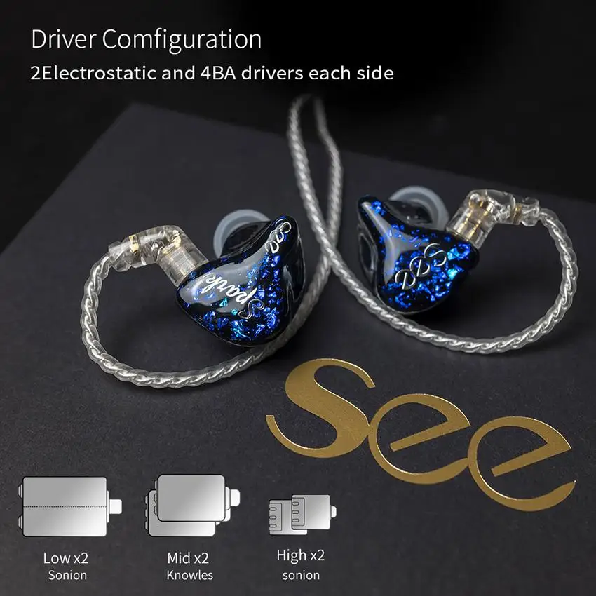 BGVP ArtMagic EST8 Electrostatic Balanced Armatures Hybrid In Ear Hifi Music DJ Studio Monitors Earphone Audiophiles Musician
