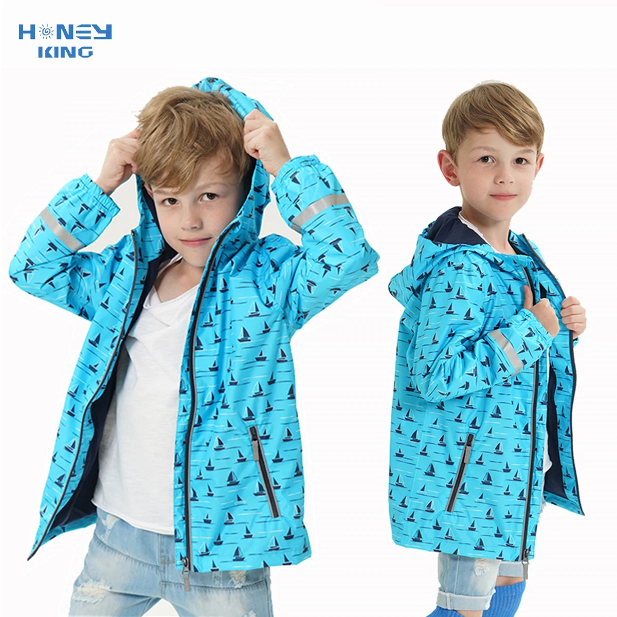 HONEYKING Boy's Jacket Children Spring&Autumn Outerwear Toddler Outfits Kids Stripe Hooded