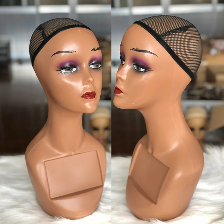 Realistic Plastic Female MANNEQUIN head lifesize display wig hat 18" C2 
