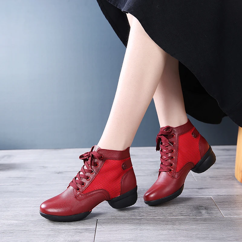 Dance Shoes Leather Boots Square Dance Shoes Women  Increase Dance Sneakers Boots Soft Sole Dance Shoes Modern
