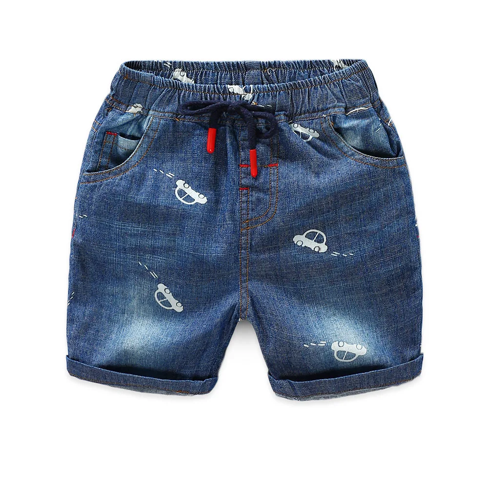 Rlyaeiz Summer Children Denim Shorts For Boys Fashion Cartoon Car