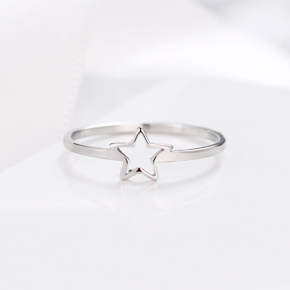 DOTIFI New daily For Women Ring 316L Stainless Steel Jewelry Hollow Five-Pointed Star Female Birthday Party Gift R307