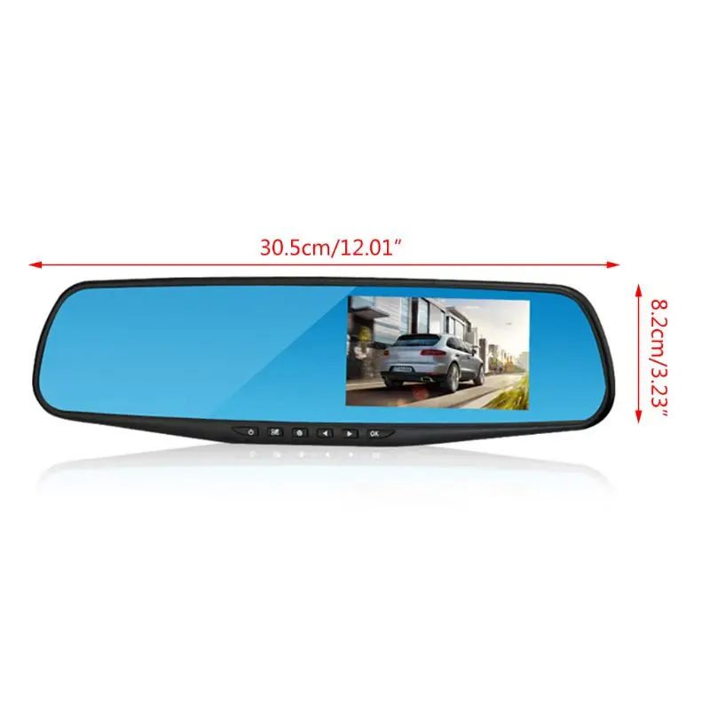 1 комплект 4," 1080 P HD двойной объектив камера заднего вида DVR зеркало Автомобильный видеорегистратор