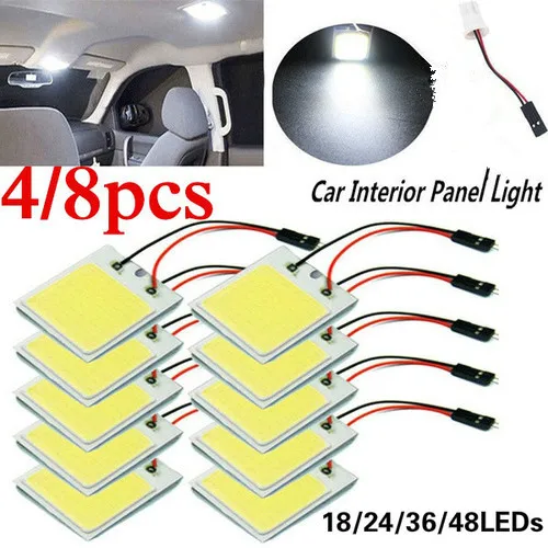 4/8PCS Car Interior Accessories 18/24/36/48 SMD T10 4W 12V COB Panel LED Lights Bulb Dome Light Lamp | Автомобили и мотоциклы