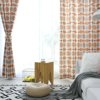 

Modern Curtains for Living Dining Room Bedroom American Simple Window Cotton Linen Fabric Printing Curtain Product Customization