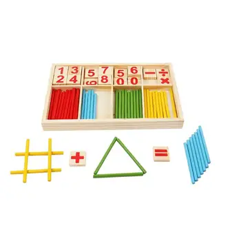 

Child Wooden Mathematics Numbers Sticks math Toys Early Learning Counting Educational Toy with Building Block Digital Cards