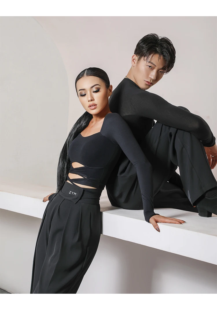 mens dance wear Couple Dance Pants Standard Latin Dance Clothes For Women Men Practice High Waist Ballroom Dance Competition Trousers DNV14154 men's tango outfit