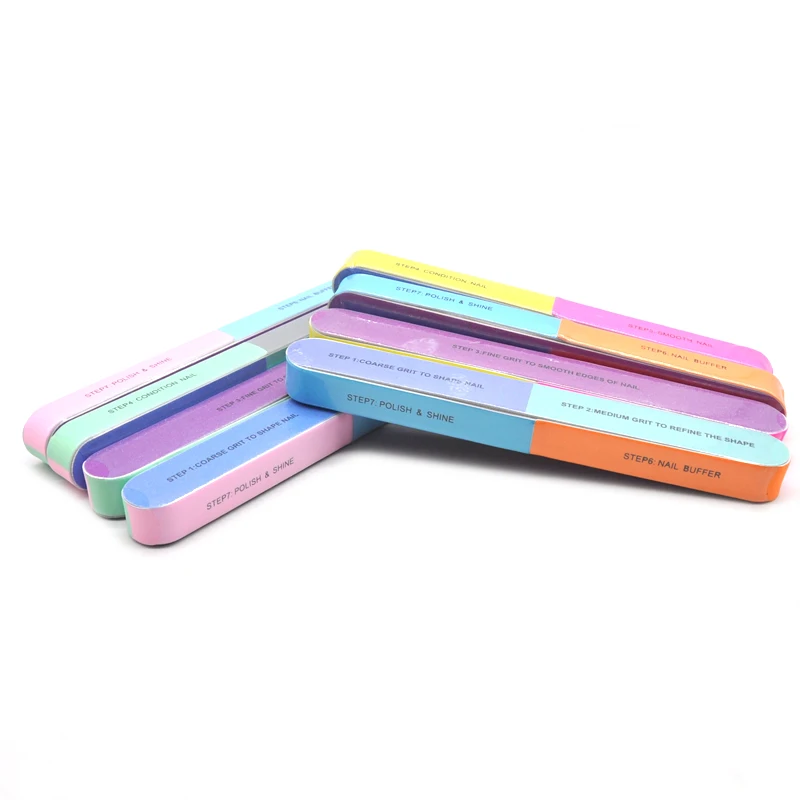 12 Pieces 7 Way Nail File and Buffer Block Professional Nail Buffering  Files 7 Steps Washable Emery Boards for Acrylic Nails