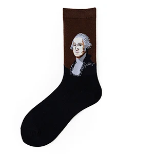 Лучшие продажи унисекс Ван Гог арт носки известные картины Забавный узор счастливые женские носки Модные Ретро счастливые мужские носки - Цвет: men socks 1