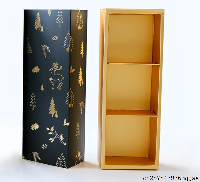 

20pcs Black Biscuits Boxes Packaging Paper Boxes Macaron Pastry Cookies Box Hot Stamping Cake Gift Box Christmas 28.8*10.5*6cm