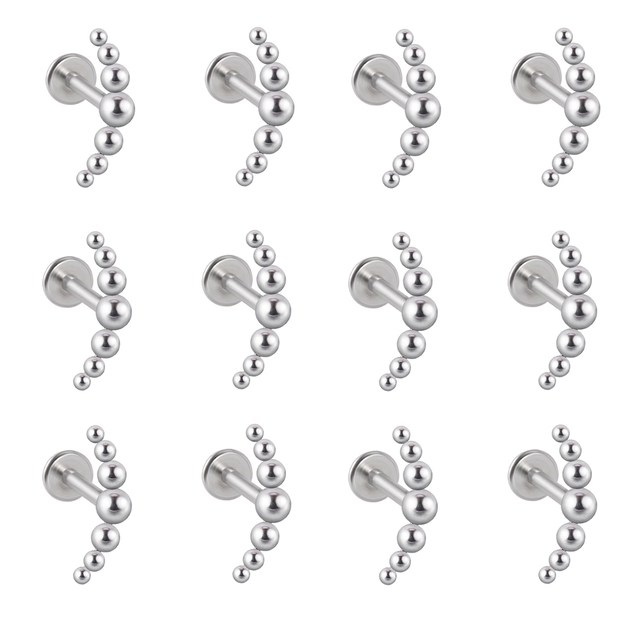 G23 Titanium&Steel 16G Cz Labret Lip Ring Crystal Cluster Ear Cartilage Tragus Helix Earrings Piercing Screw Fit Top 16g
