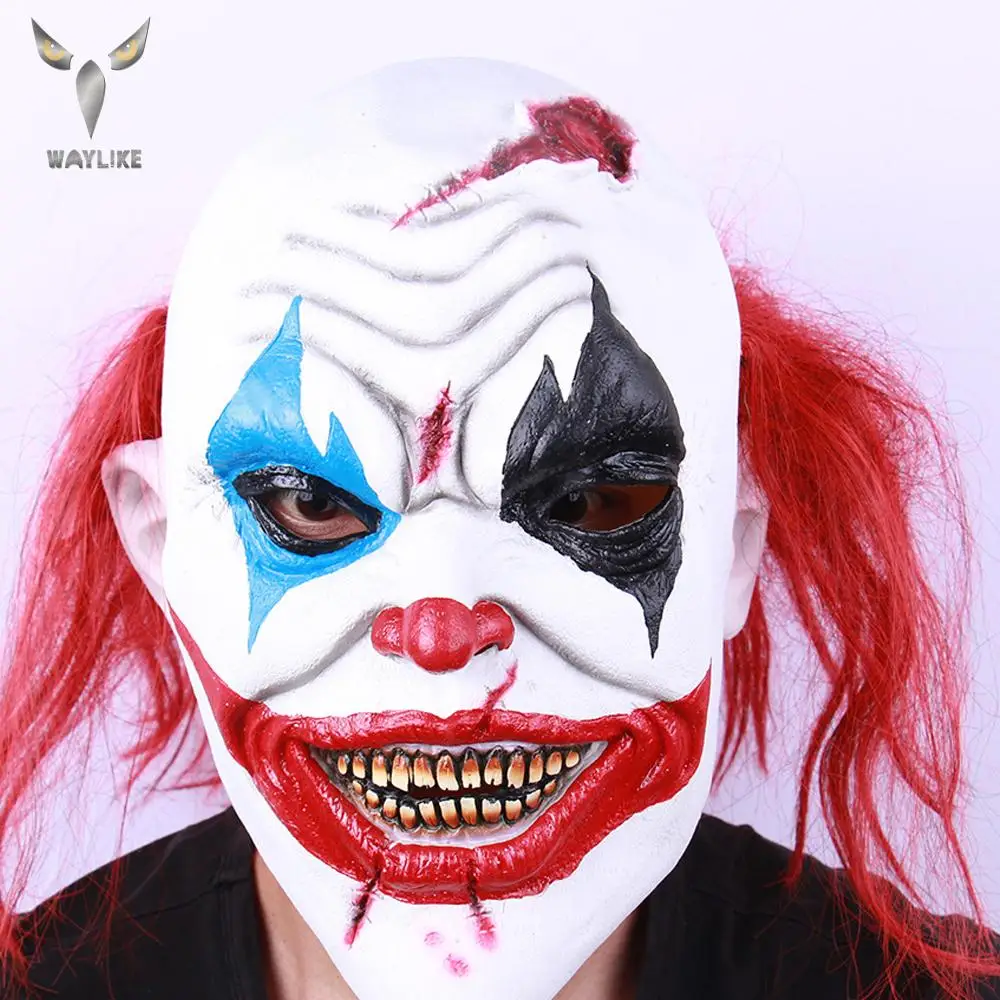 Waylikeハロウィン怖い笑顔ピエロマスク新赤 髪塗装ピエロバック魂にマスクヘッドギア赤鼻ラテックス Aliexpress ノベルティ 特殊用途