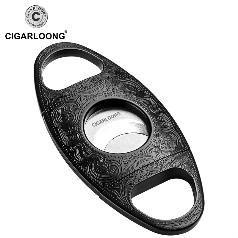 Черный CIAGARLOONG Amazon Горячая сигары ножницы металлический сигары открывалка из нержавеющей стали двойное лезвие черный Портативный сигары резак CD-1096 - Цвет: Черный